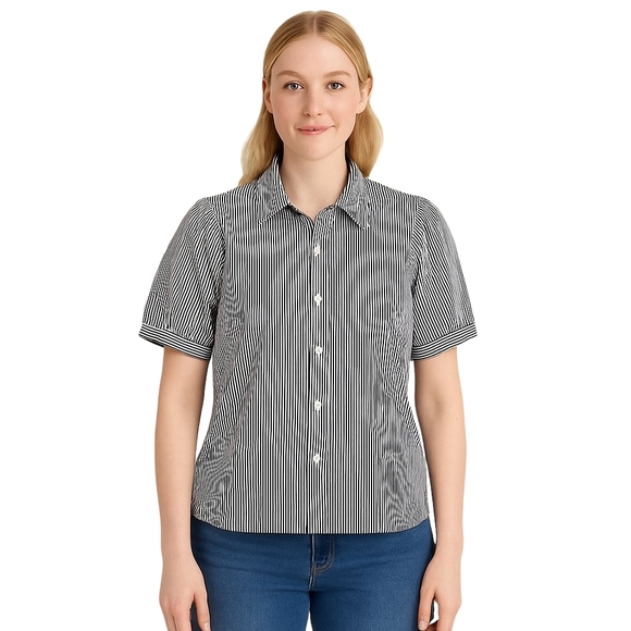 J. Crew Tops - J CREW Striped Puff Sleeve Button Up Shirt Womens Plus XXL Navy White Coast NWT